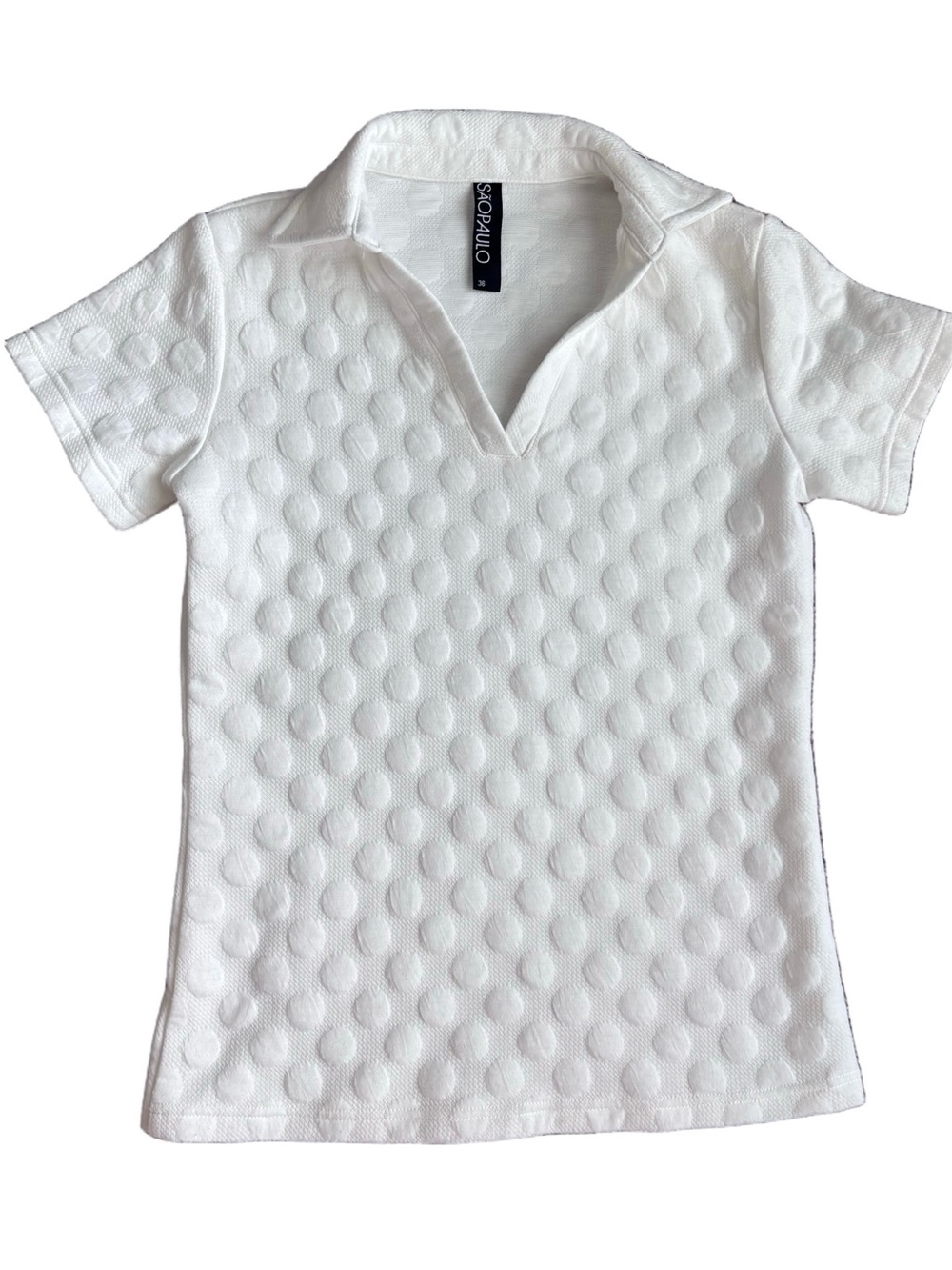 Sao Paulo Textured Bubble Knit Polo-  White - small